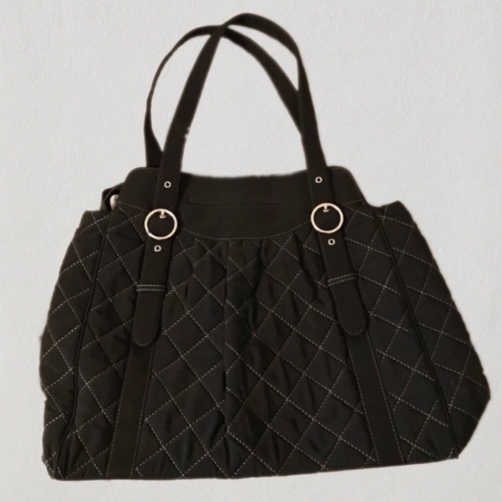 Vera Bradley quilted black tote bag
